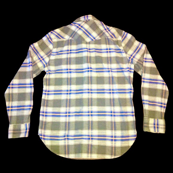 (S) Lucky Brand Blue/Yellow Plaid Western - Picture 3 of 3